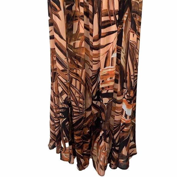 BRONX & BANCO Kenya Maxi Dress Silk Halter Chain Animal Print Brown Medium NWT - Picture 8 of 15